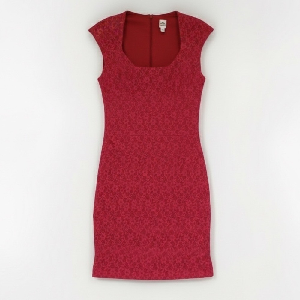 Sangria‎ Fuchsia Pink Floral Lace Overlay Sleeveless Sheath Dress Sz 4 Evening